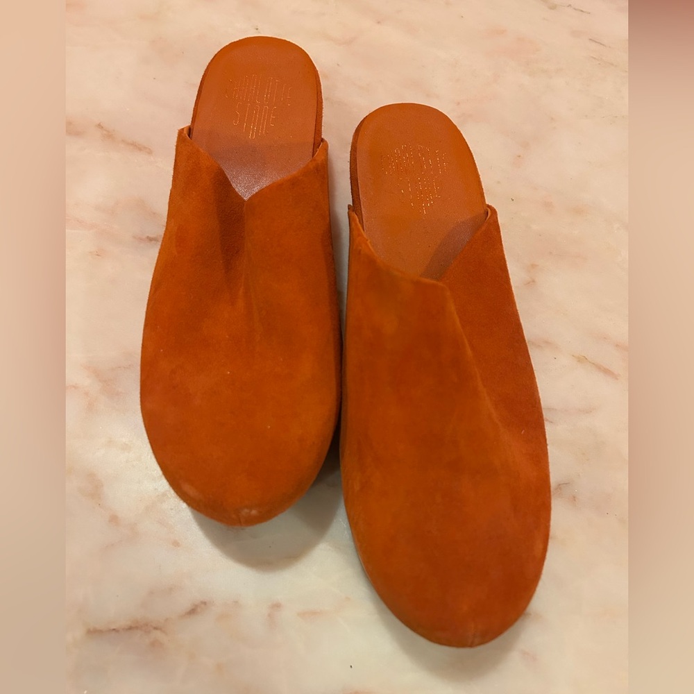 Charlotte Stone Orange Martino Suede Mules Clogs - Picture 5 of 5